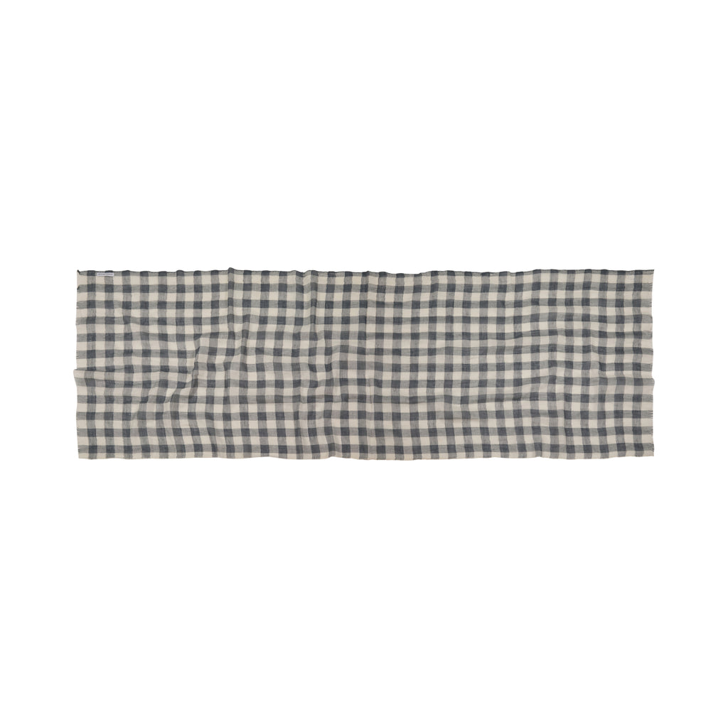 Dina Check Linen Scarf in Grey