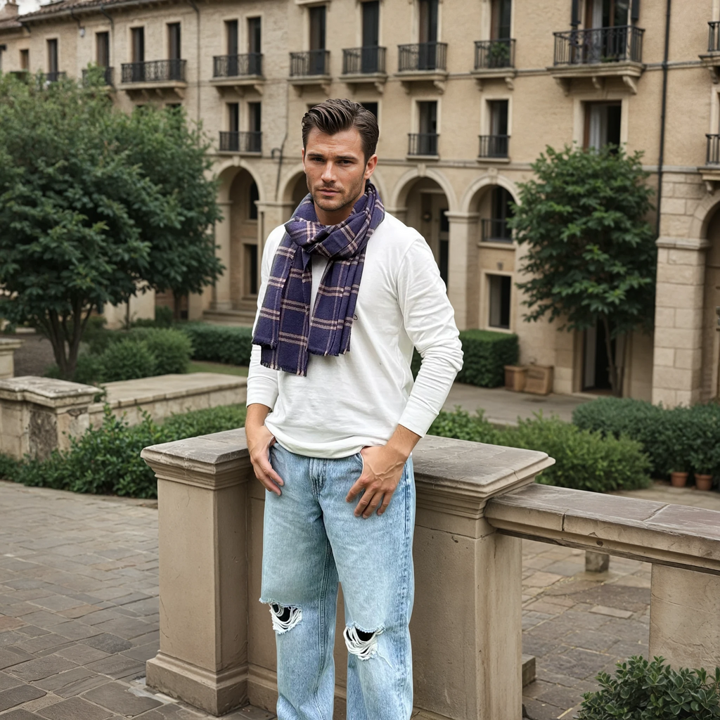 Kennedy Mens Check Wool Scarf