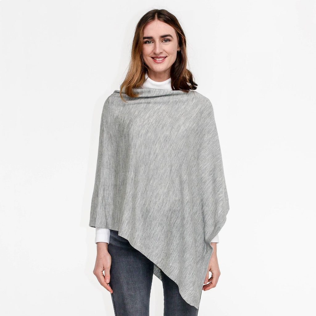 Zara Wool Poncho - Grey