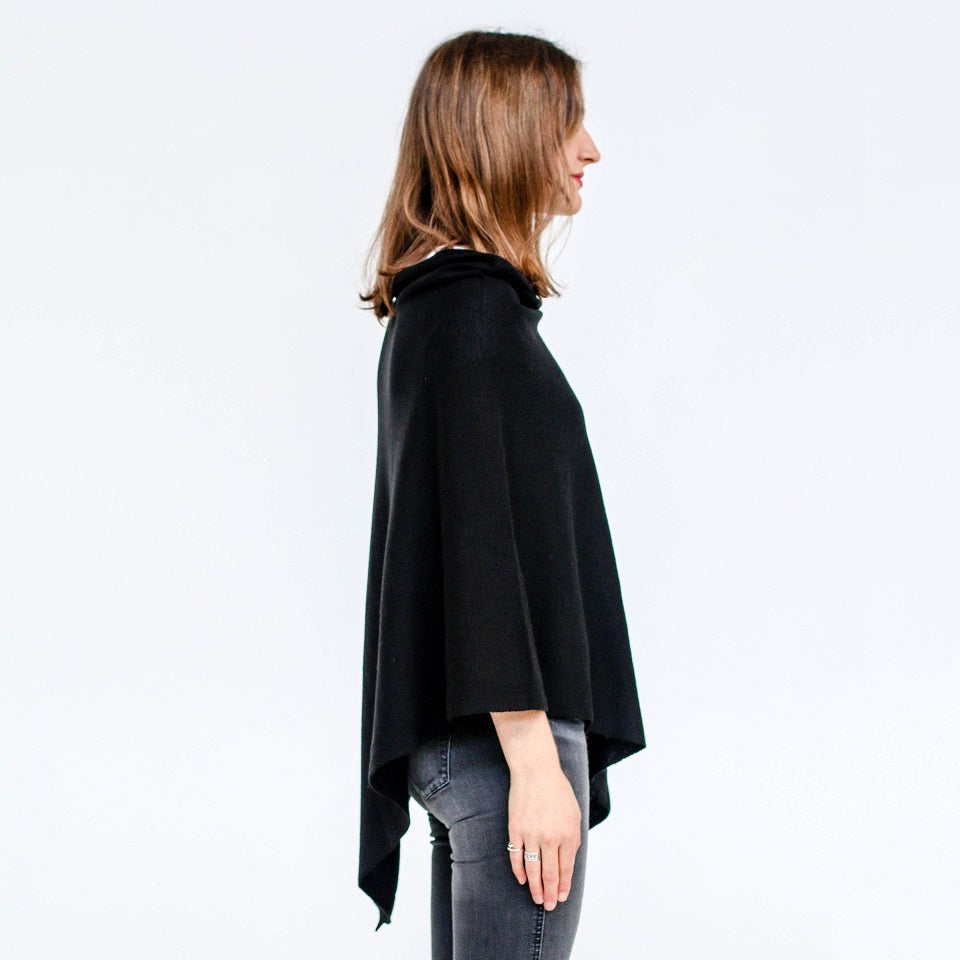 Alice Cotton Poncho - Black