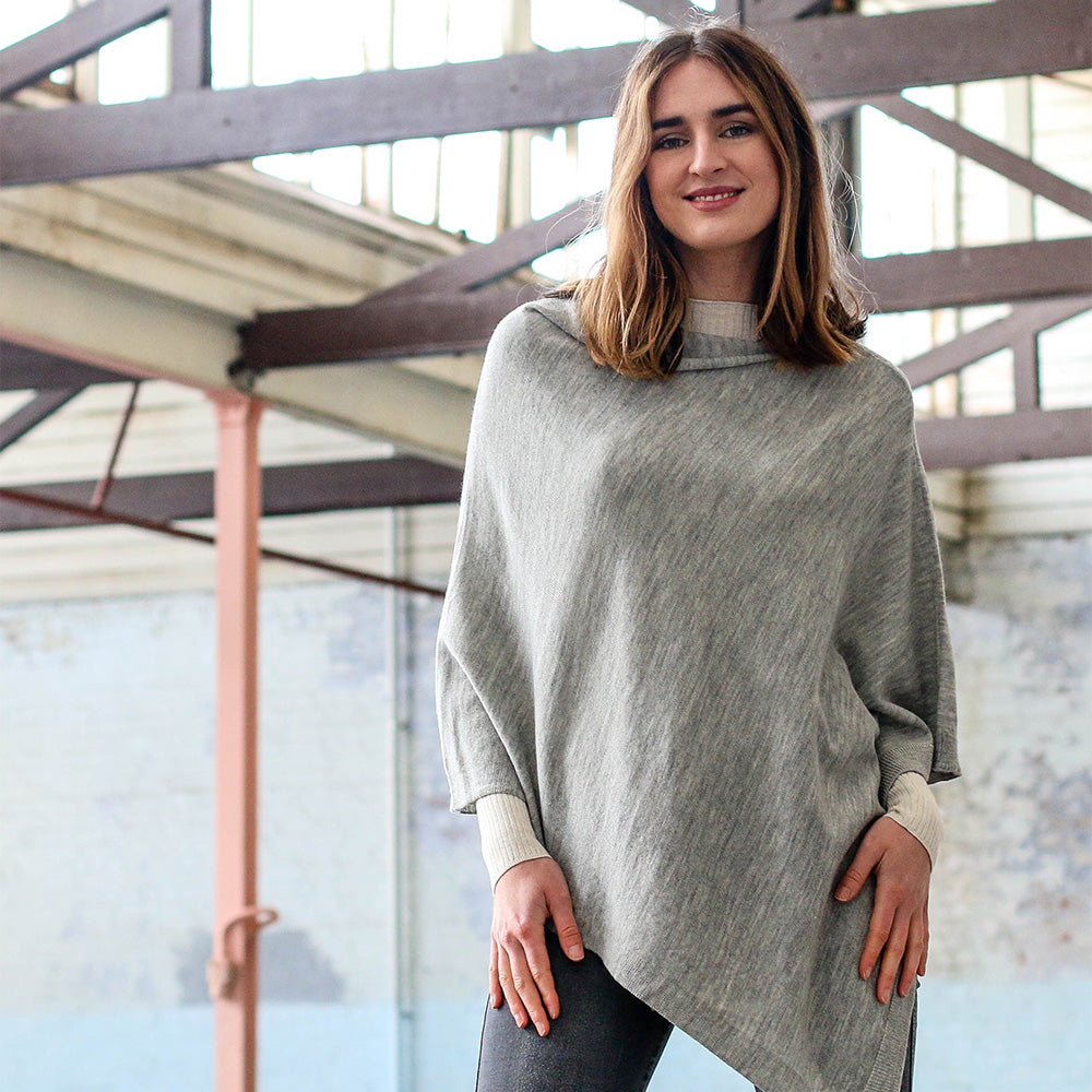 Zara Wool Poncho - Grey